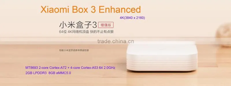 NEW 2016 Original XIAOMI Mi BOX 3 Enhanced TV BOX 3 Pro 4K MT8693 2-core 64 2.0GHz 4K Media Player