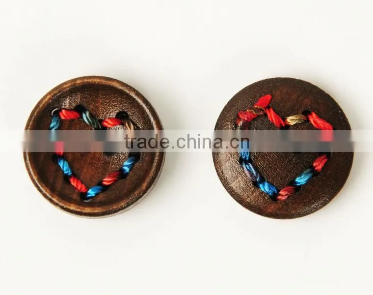 High Quality Fancy 2 Holes Brown Wood Buttons with String