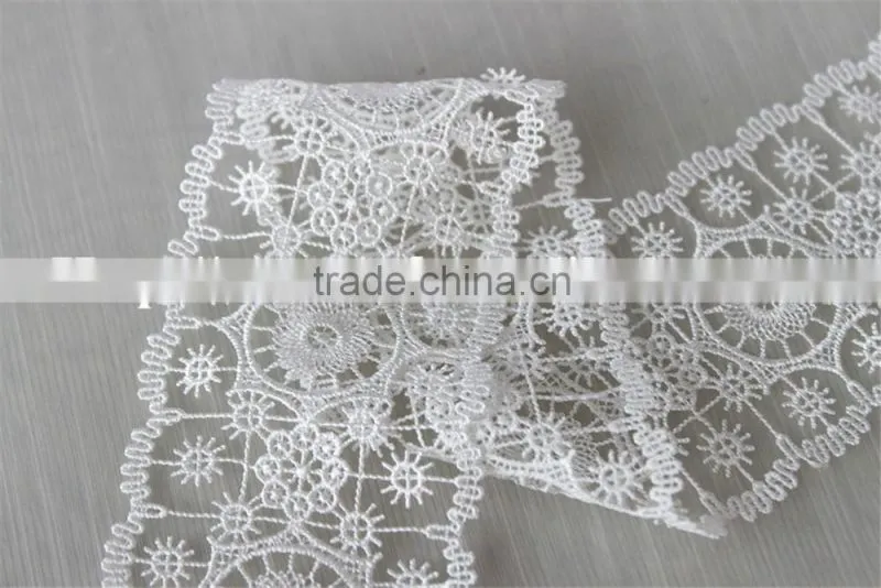 high quality 100% polyester circles embroidery designs flower lace