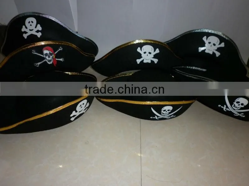 Cheap Promotional Black Gold Adult kids non-woven Party Pirate Hat