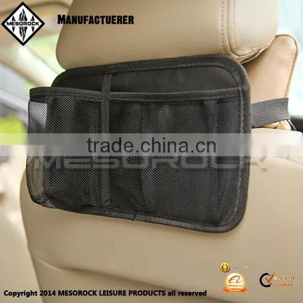 Black car seat storage organizer hanging with multi mesh pocket car hanging bag