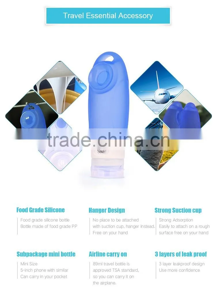 Largr sucker refillable lotion silicone bottle