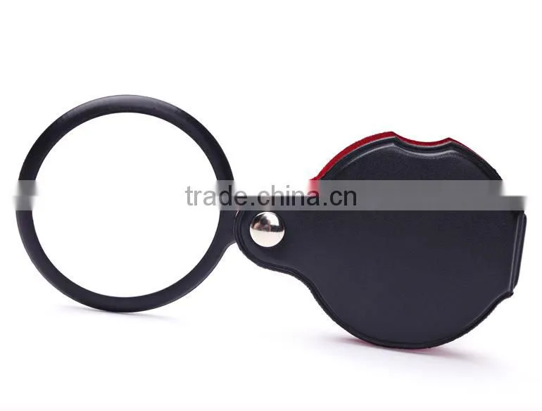 Outdoor Hiking PU Leather Case Portable 5X Times Magnifying Glass Magnifier