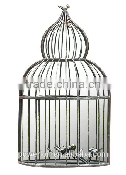 POWERLON Ornate Birdcage Iron Garden Mirror Totally Unique Outdoor Decoration