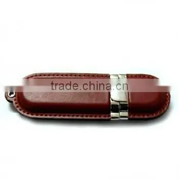 promotional swivel leather USB flash disk