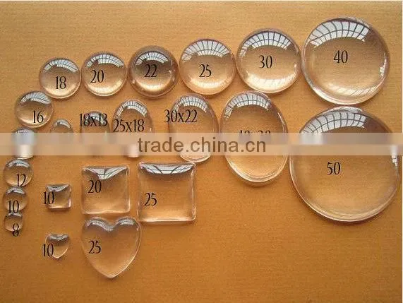 Loose Cabochons!!! Round Flatback Transparent Clear Glass Cabochons Beads