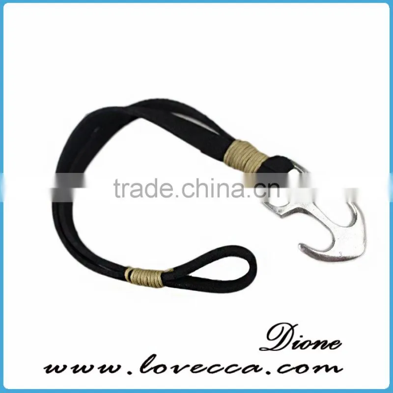 Fashion Mens Jewelry Custom Nautical Rope Leather Anchor Bracelet For Men