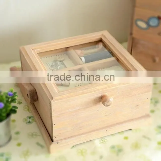 Rural style wooden sewing box