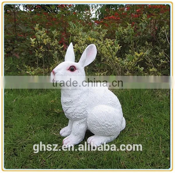 Customized 2016 christmas garden decor life like poly stone white rabbit statue