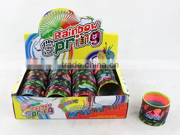 hot sale promotional plastic rainbow spring with printed octopus toys for kids/promotional gift raibow circle