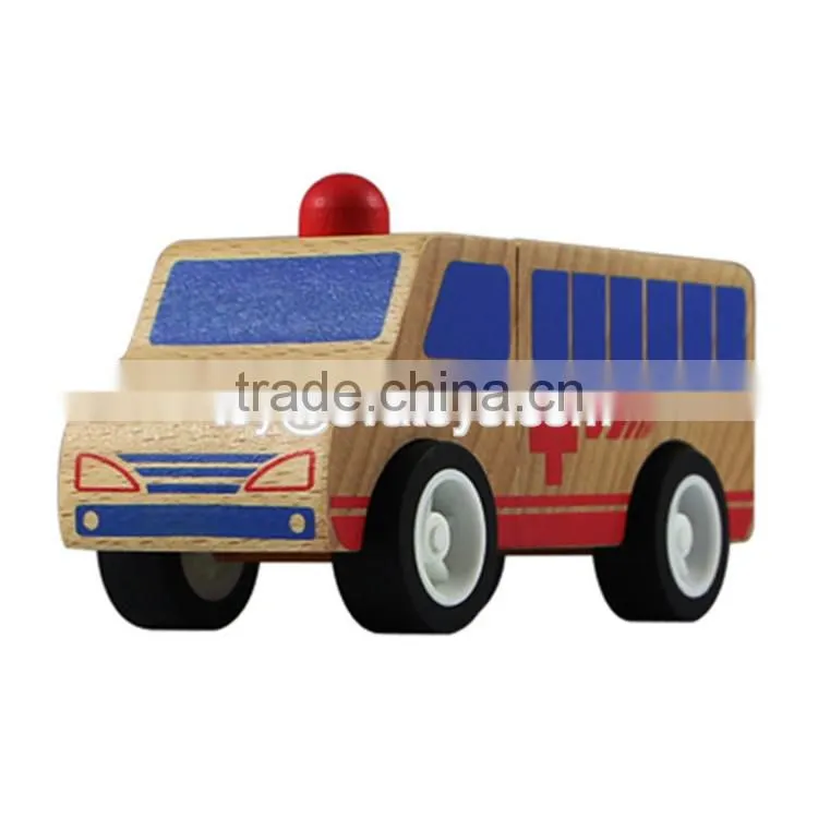 Wholesale cheap small wooden toy ambulance truck for kids W04A052