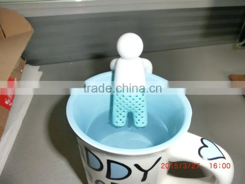 Hot Sale New Design Funny Ceramic Silicone tea infuser, Tea Man tea infuser