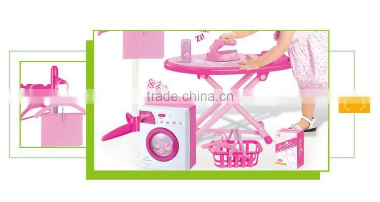 Hot sale indoor children play plastic portable electric toy washing machine