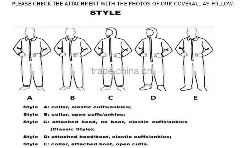 White color Microporous workwear disposable coverall