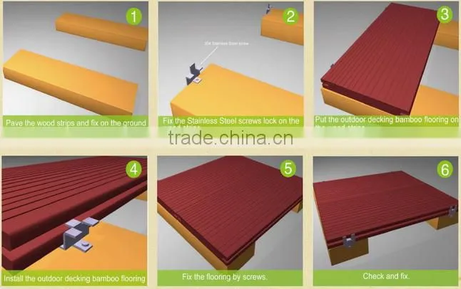 Carbonized bamboo decking for commercial use decoration application