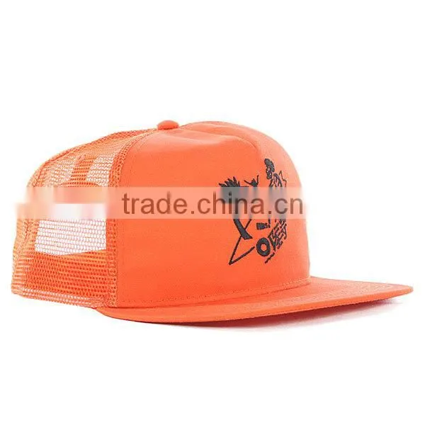 2014 trendy promotional wholesale custom 5 panel foam flat bill mesh trucker hat