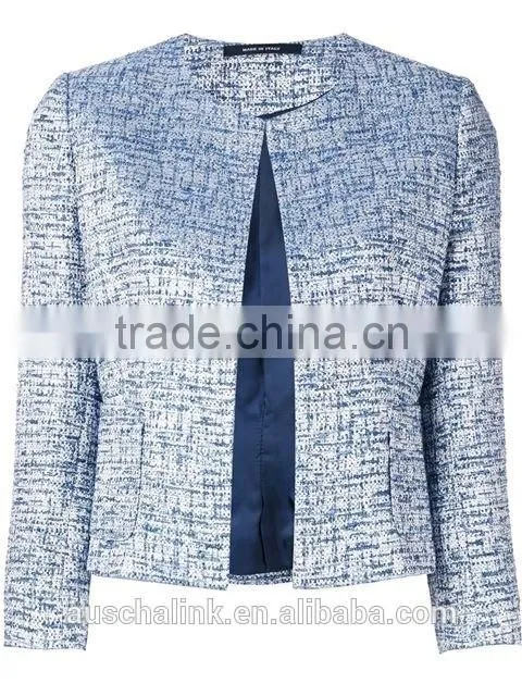 nice design outdoor ladies elegant tweed jacket low price