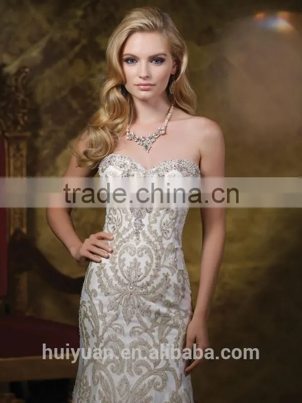 new fashion hot sell mermaid lace strapless cheap slim wedding dresses