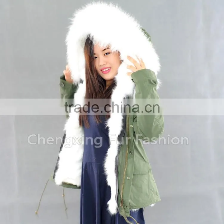 CX-G-P-01 High quality winter durable windproof Genuine Fox Fur Parka for Ladies