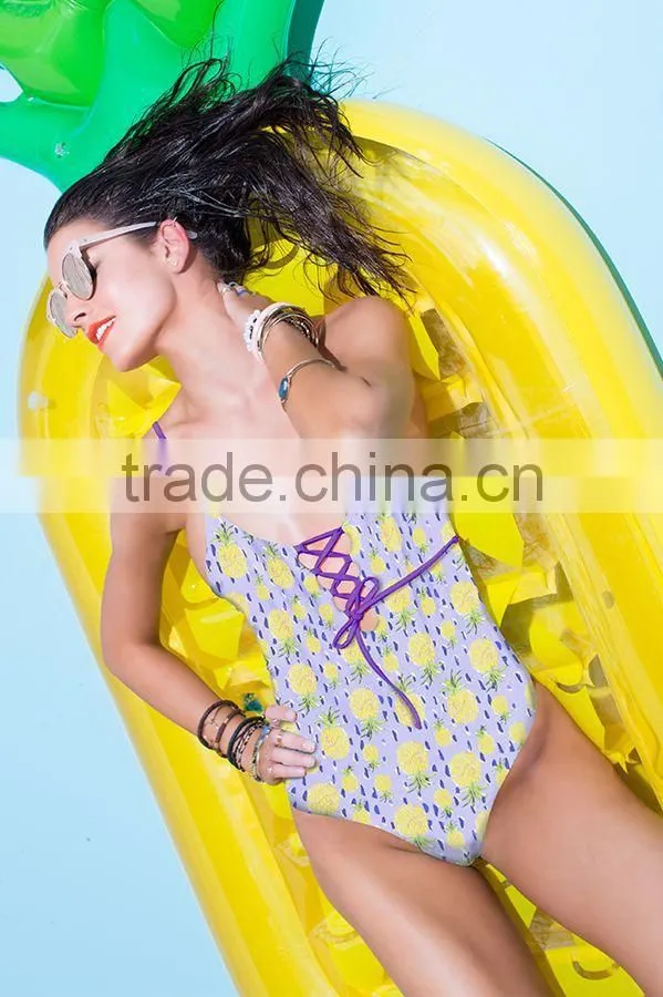 ladies fashion pineapple print one-piece swimwear
