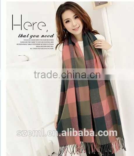Wholesale checks office ladies scarf/cashmere infinity scarffashion scarf/