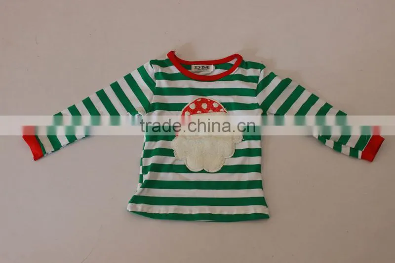 Wholesale children's boutique clothing Christmas outfit for children green stripes top and pants