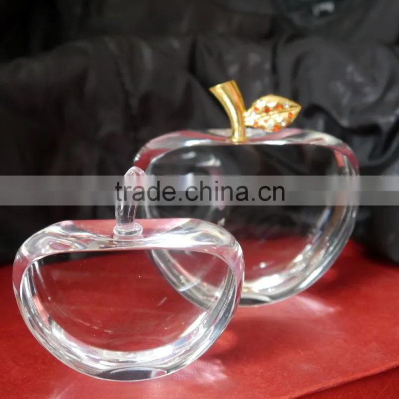 3D laser carving Crystal Apple for wedding gifts and home decorations