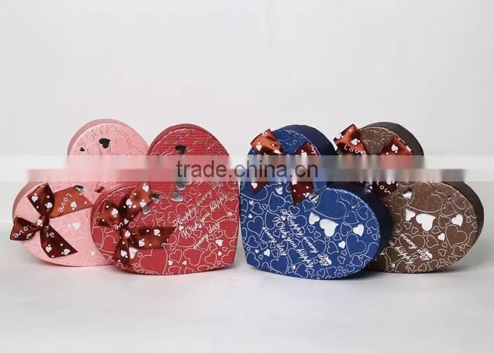 Sweet Bowknot Lower Price Luxury Paper Gift Packaging Heart Shaped Chocolate Box w/ Dividers,Caja de Bombones Corazon