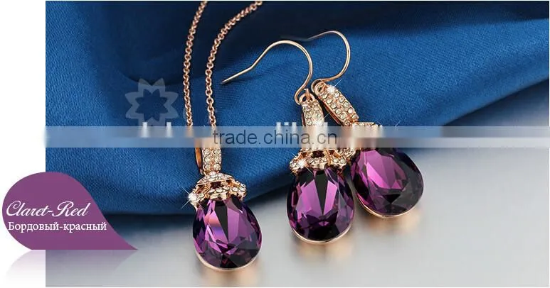 Wedding Bridal Party Crystal Rhinestone Pendant Necklace & Earrings Jewelry Sets