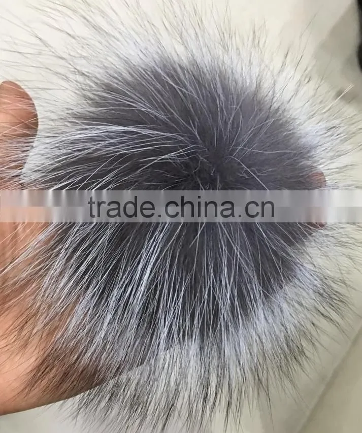 YR1042 Real Silver Fox Fur Pom Pom for Shoes Decorations