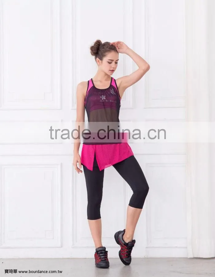 Trendy mesh hot pink capri skirt pants