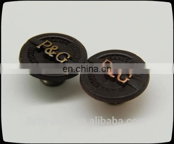 hot sale painting matte black zinc alloy button for jeans, embossing logo with metal button