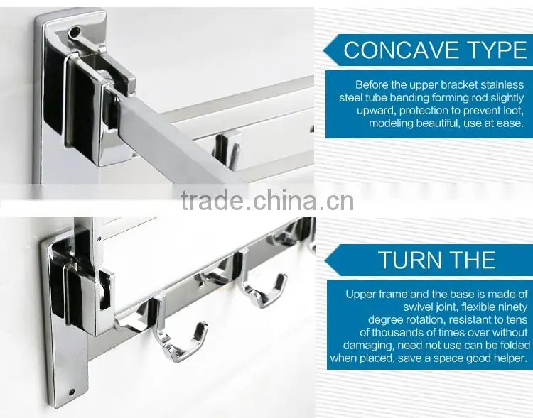Wesda stainless steel bathroom wall towel shelf with hooks A160