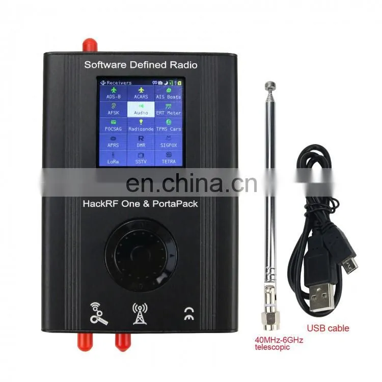 Assembled PortaPack + HackRF One SDR + Aluminum Alloy Case + Antenna + Data Cable Kit