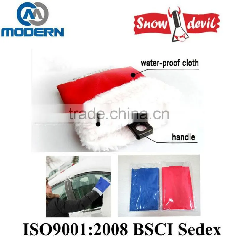 Plastic car ice scraper with glove for promotion