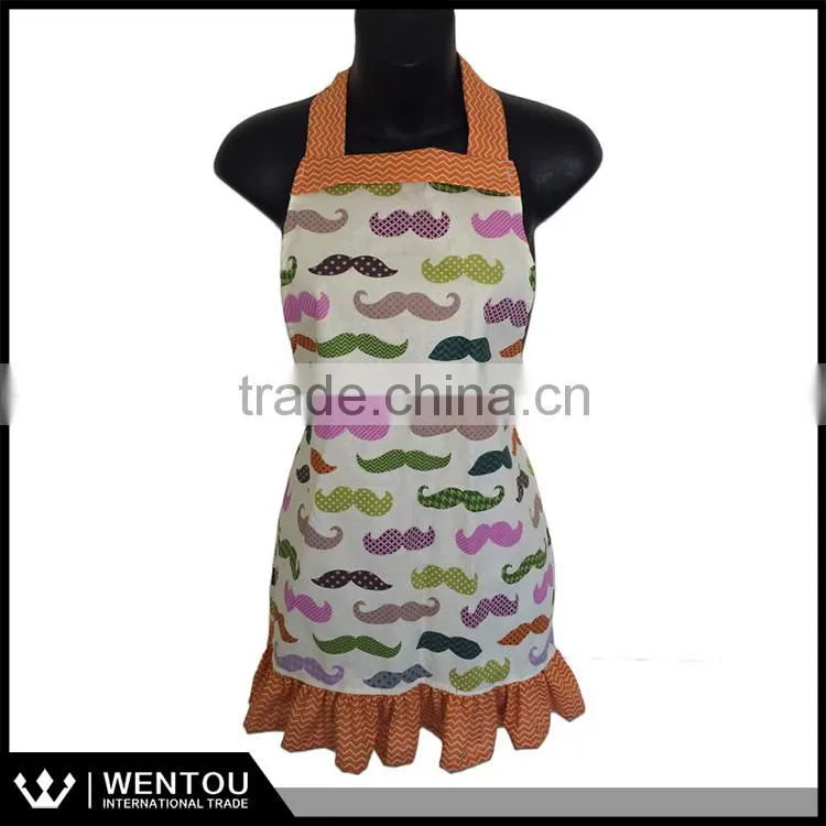 Colorful Circles And Blue Ruffled Chevron Apron