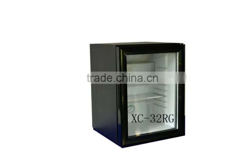 Noiseless absorption 12V 24V 220V glass door refrigerator with CB CE CCC