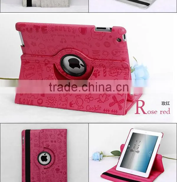 360 degree rotate for ipad case, for ipad 4 case with stand