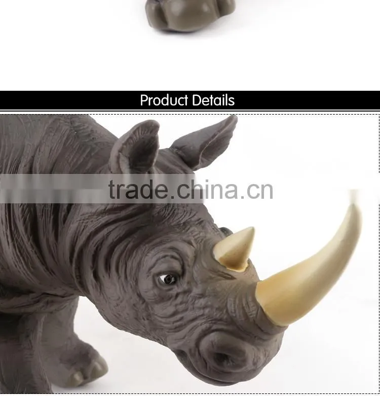 Hot Sell Cool Dinosaur Toys Vinyl 17'' Black Rhinoceros Toy For children X012