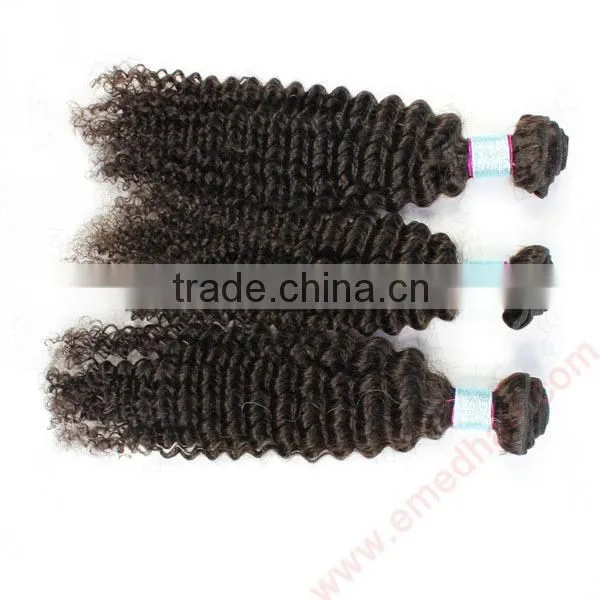 Factory price 5A premium kinky curly virgin peruvian human hair weaving