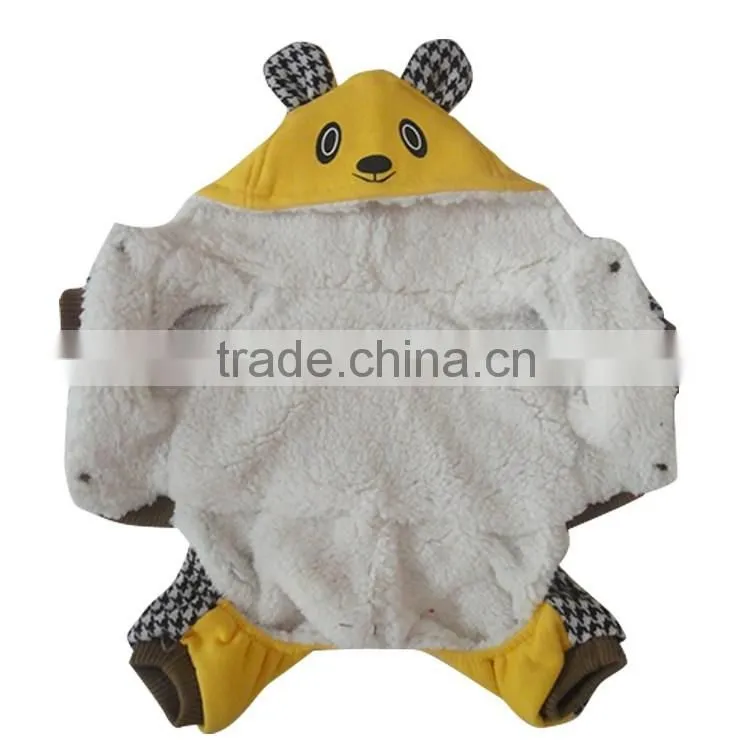 Cartoon bear four-foot thick warm yellow pet dog sweater