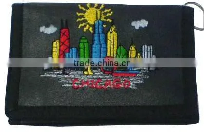 2016 Cheap promotion nylon wallet with Zipper with embroidery