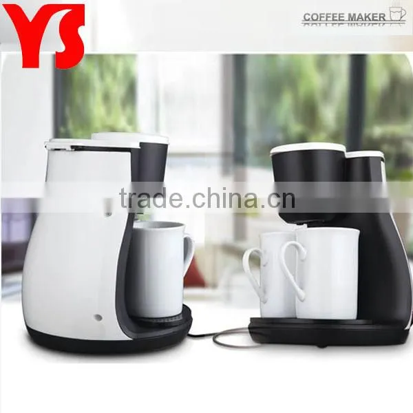 new design 2 cup mini coffee maker with 2 pocelain cups included