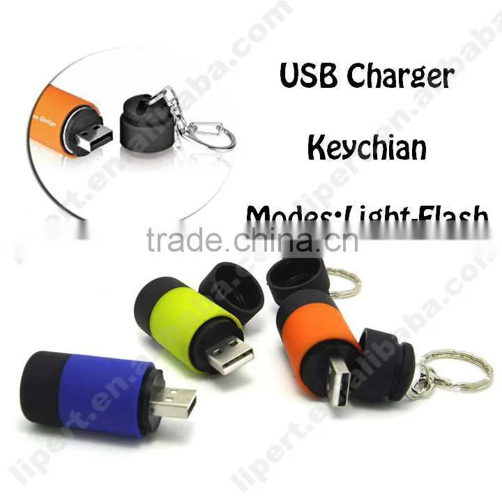 (130061) Led Rechargeable Emergency Flashlight Keychain USB Mini Torch
