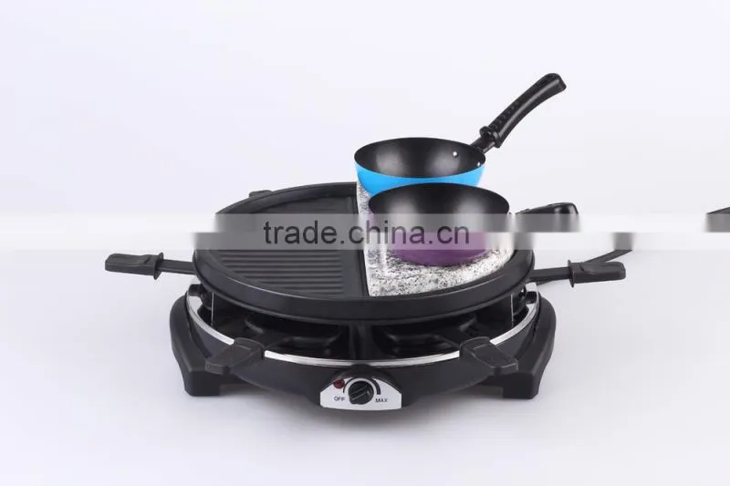 900W Raclette Grill With Temperature Thermostate For 6 Persons RG-206 WITH Stone Plate