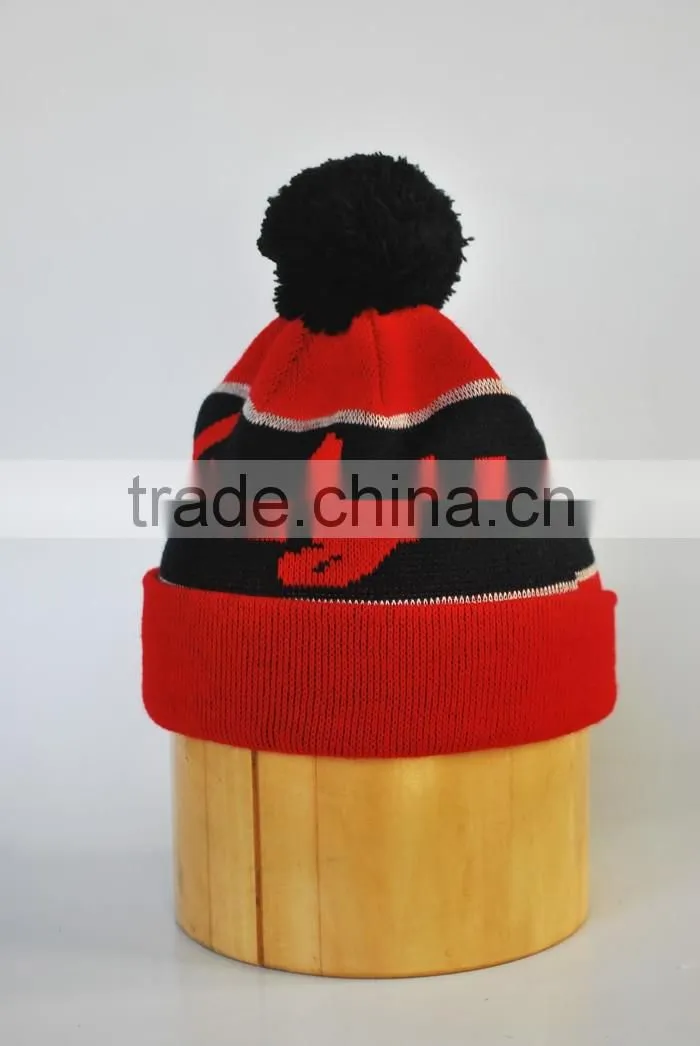 Winter ball on top beanie hats with custom Label