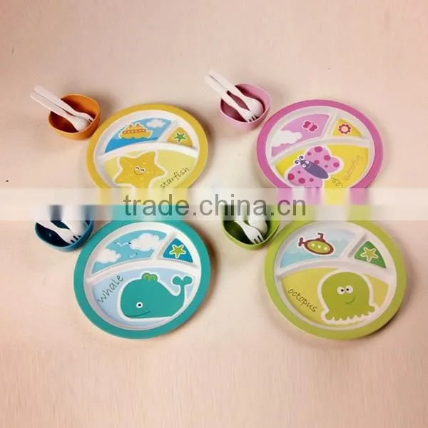 high quality cow bamboo fibre kids plates