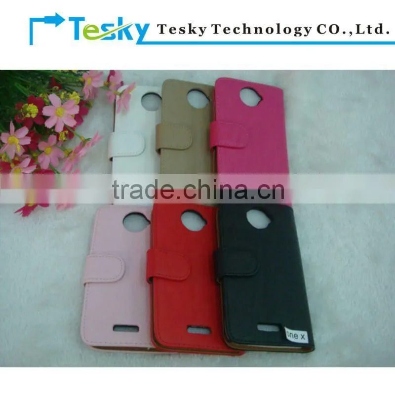 wallet leather phone case for htc one x card holder