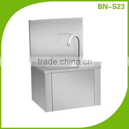 Stainless Steel Pedestal Knee Operated Sink With Under Storage Cabinet BN-S39