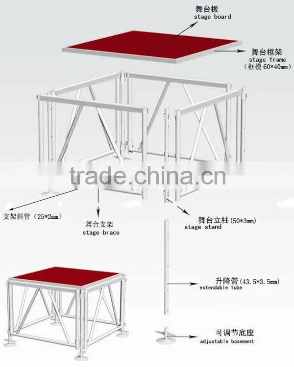 Hot selling adjustable aluminum stage leg